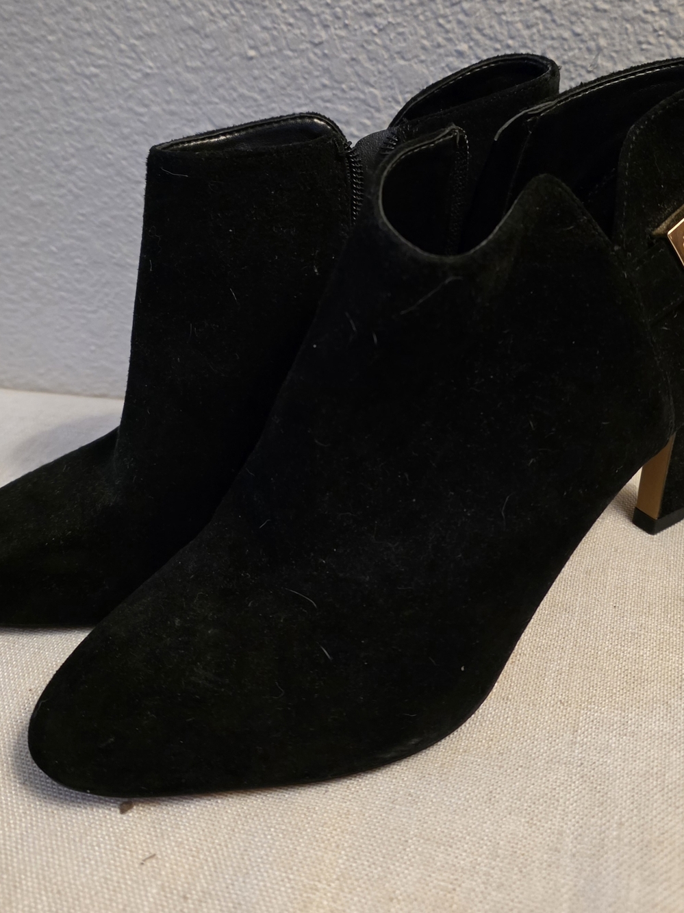Black Suede Women's Ankle Booties - Stylish Heel